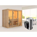 Sauna traditionnel d'intérieur en bois Avari 2, 2 à 3 places 68mm - poêle 3,6KW ctrl intégré - KARIBU