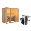 Sauna traditionnel d'intérieur en bois Avari 2, 2 à 3 places 68mm - poêle 3,6KW ctrl intégré - KARIBU