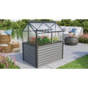 Mini-serre Gaia Jumbo en alu noir/granite et PC 4mm – avec potager élevé – Vitavia