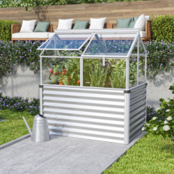 Mini-serre Gaia Jumbo en alu anodisé et verre 3mm – avec potager élevé – Vitavia