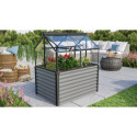 Mini-serre Gaia Jumbo en alu noir/granite et verre 3mm – avec potager élevé – Vitavia