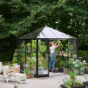 Serre de jardin 6,3m² Qube Square noire en verre trempé - Halls