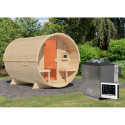 Sauna Tonneau 2 - 4 à 6 places bois massif 38 mm - poêle Easy Bio 9KW - KARIBU