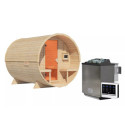 Sauna Tonneau 2 - 4 à 6 places bois massif 38 mm - poêle Easy Bio 9KW - KARIBU