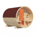 Sauna Tonneau 2 - 4 à 6 places bois massif 38 mm sans four - 4 paquets de bardeaux KARIBU
