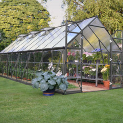 Serre Balance™ 14,64m² en aluminium gris anthracite et polycarbonate – Canopia by Palram