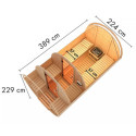 Sauna Tonneau 3 avec vestibule - 4 à 6 places bois massif 38 mm KARIBU