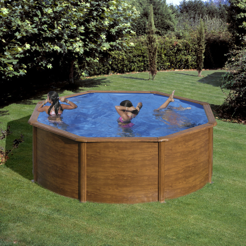 Piscine Sicilia ronde en acier imitation bois Ø320cm – Gré