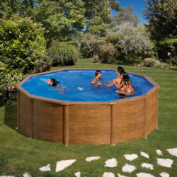 Piscine Sicilia ronde en acier imitation bois Ø480cm – Gré