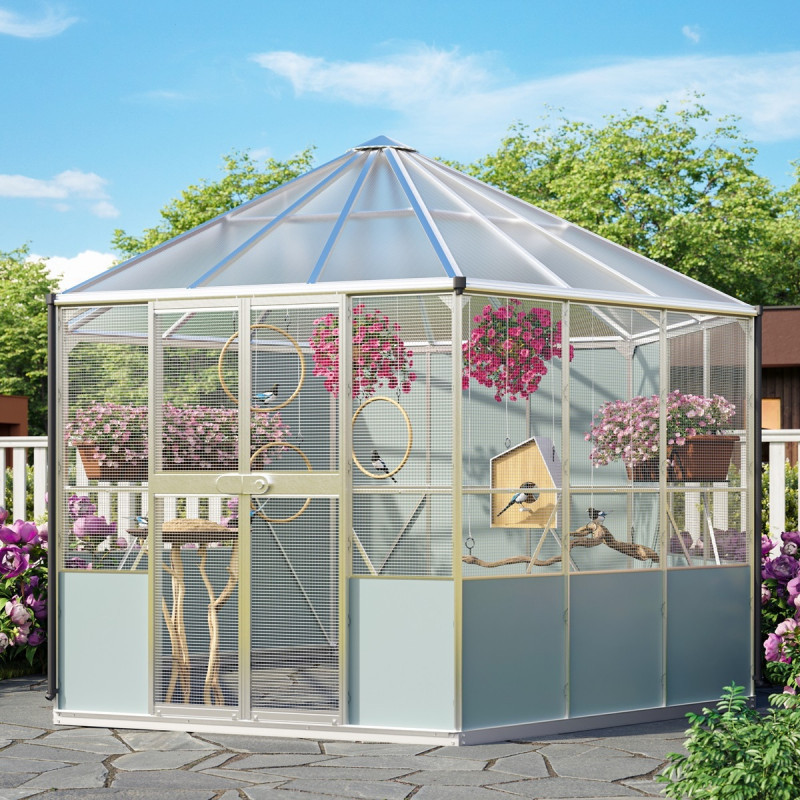 Volière en aluminium anodisé 9m² et polycarbonate 6mm - grillage maille d'acier Circus - Vitavia