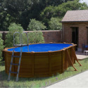 Piscine hors sol Pacific ovale en acier imitation bois 527x327cm – Gré