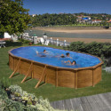 Piscine hors sol Pacific ovale en acier imitation bois 744x399cm – Gré