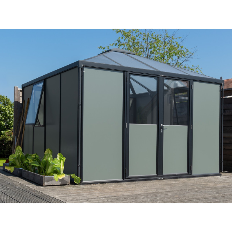 Abri de jardin en aluminium noir 10,2m² et vitrage combiné Universum - Vitavia
