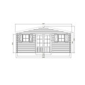 Abri de jardin 22,04m² en bois massif 40mm traité autoclave CEVINS + shingles rouges - SOLID