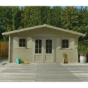 Abri de jardin 28,85m² en bois massif 40mm traité autoclave ROGNAIX + shingles rouges - SOLID