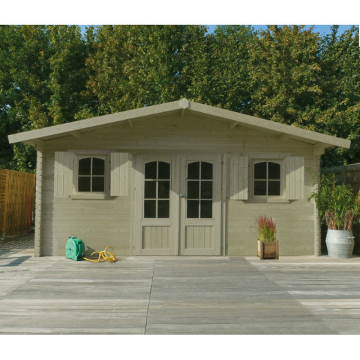 Abri de jardin 28,85m² en bois massif 40mm traité autoclave ROGNAIX + shingles rouges - SOLID