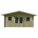 Abri de jardin 28,85m² en bois massif 40mm traité autoclave ROGNAIX + shingles rouges - SOLID