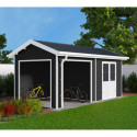 Abri de jardin + terrasse en bois composite 28mm anthracite 15m² PREMIUM - Woodlife Garden
