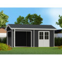 Abri de jardin + terrasse en bois composite 28mm anthracite 15m² PREMIUM - Woodlife Garden