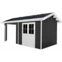 Abri de jardin + terrasse en bois composite 28mm anthracite 15m² PREMIUM - Woodlife Garden