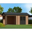 Abri de jardin + terrasse en bois composite 28mm aspect bois 15m² PREMIUM - Woodlife Garden