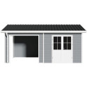 Abri de jardin + terrasse en bois composite 28mm gris clair 15m² PREMIUM - Woodlife Garden