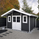 Abri de jardin en bois composite 28mm anthracite 14,75m² PREMIUM - Woodlife Garden