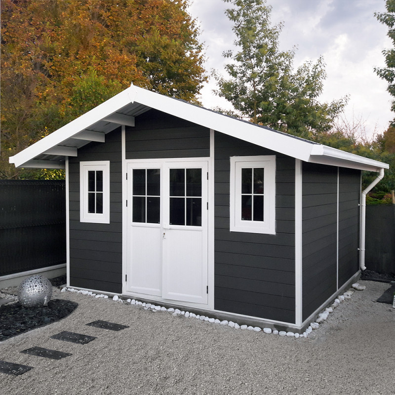 Abri de jardin en bois composite 28mm anthracite 14,75m² PREMIUM - Woodlife Garden