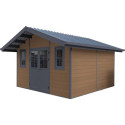 Abri de jardin en bois composite 28mm aspect bois 14,75m² PREMIUM - Woodlife Garden