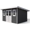 Abri de jardin en bois composite 28mm anthracite 12m² PREMIUM toit monopente - Woodlife Garden