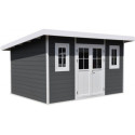 Abri de jardin en bois composite 28mm anthracite 12m² PREMIUM toit monopente - Woodlife Garden