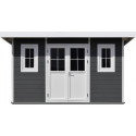 Abri de jardin en bois composite 28mm anthracite 12m² PREMIUM toit monopente - Woodlife Garden