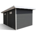 Abri de jardin en bois composite 28mm anthracite 12m² PREMIUM toit monopente - Woodlife Garden