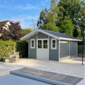 Abri de jardin en bois composite 28mm gris clair 14,75m² PREMIUM - Woodlife Garden