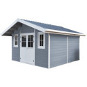 Abri de jardin en bois composite 28mm gris clair 14,75m² PREMIUM - Woodlife Garden