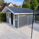 Abri de jardin en bois composite 28mm gris clair 14,75m² PREMIUM - Woodlife Garden