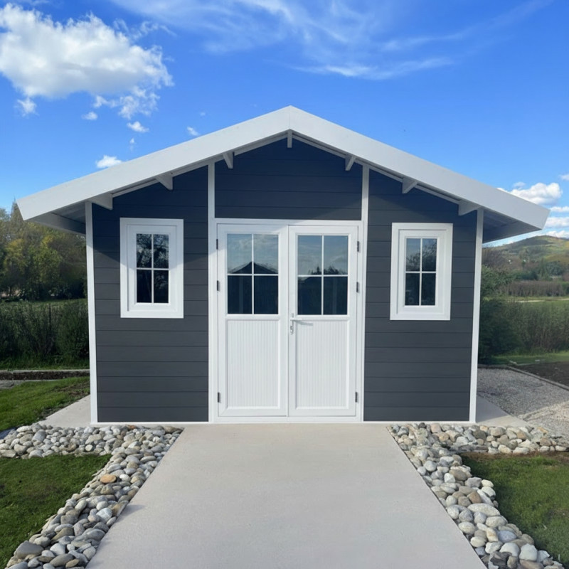 Abri de jardin en bois composite 28mm anthracite 10,71m² PREMIUM - Woodlife Garden