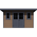 Abri de jardin en bois composite 28mm aspect bois 12m² PREMIUM toit monopente - Woodlife Garden