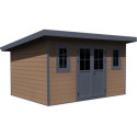 Abri de jardin en bois composite 28mm aspect bois 12m² PREMIUM toit monopente - Woodlife Garden