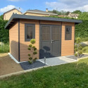 Abri de jardin en bois composite 28mm aspect bois 12m² PREMIUM toit monopente - Woodlife Garden