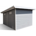 Abri de jardin en bois composite 28mm gris clair 12m² PREMIUM toit plat - Woodlife Garden