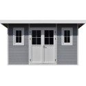 Abri de jardin en bois composite 28mm gris clair 12m² PREMIUM toit plat - Woodlife Garden