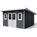 Abri de jardin en bois composite 28mm anthracite 14,90m² PREMIUM toit plat - Woodlife Garden