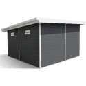 Abri de jardin en bois composite 28mm anthracite 14,90m² PREMIUM toit plat - Woodlife Garden