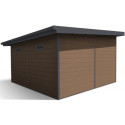 Abri de jardin en bois composite 28mm aspect bois 14,90m² PREMIUM toit plat - Woodlife Garden