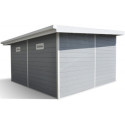 Abri de jardin en bois composite 28mm gris clair 14,90m² PREMIUM toit plat - Woodlife Garden
