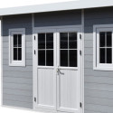 Abri de jardin en bois composite 28mm gris clair 14,90m² PREMIUM toit plat - Woodlife Garden