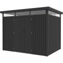 Abri de jardin en acier galvanisé Kosto gris foncé 6,76m² + kit d'ancrage - X-Métal
