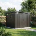 Abri de jardin en acier galvanisé Kosto gris foncé 8,64m² + kit d'ancrage - X-Métal