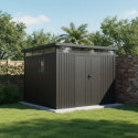 Abri de jardin en acier galvanisé Kosto gris foncé 8,64m² + kit d'ancrage - X-Métal